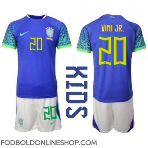 Brasilien Vinicius Junior #20 Udebane Trøje Børn VM 2022 Kortærmet (+ Korte bukser)